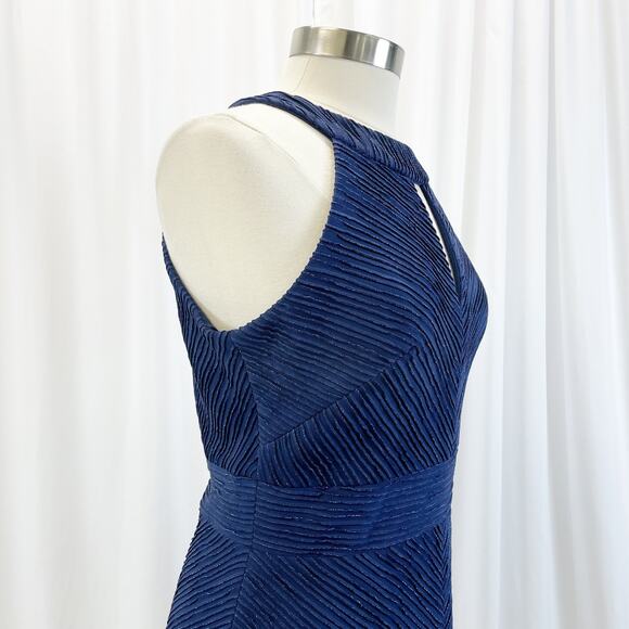 Eliza J Womens 12 Halter Neck Sheath Dress Navy Blue Metallic Stripe Cutout - Picture 5 of 12